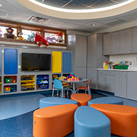 An empty, but colorful room