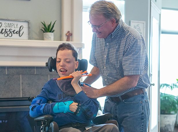 A kid in a wheelchair