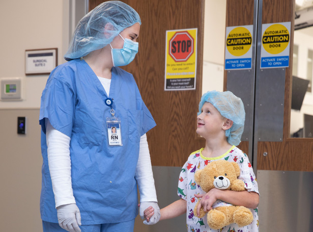 Child patient and nurse