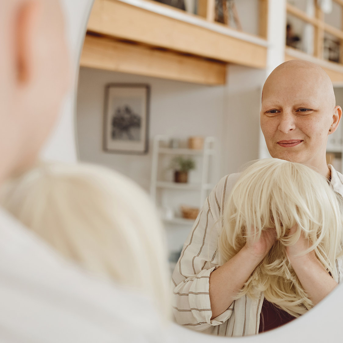Female cancer patient with wig
